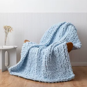 Handmade Chunky Knit Crochet Baby Blanket 100% Polyester Plain Eco Friendly Super Soft OEKO TEX Certified All Season for Single