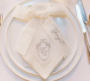 Handmade Cotton Bow Napkin Rings Embroidered Napkin Ties for Wedding Plate Decor Plain Color Customizable Wedding Gifts