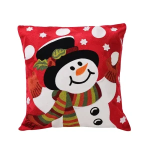 Handmade Cushion Cover Tufted Festive Red Decorative Accent Throw Pillow for Sofa Couch Bed Home