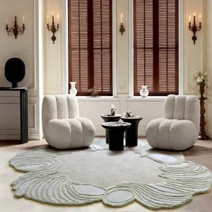 Handmade Customized Shaped Petal Carpet French Cream Style Wool Rug Living Room Irregular Bedroom Runner Anti slip
