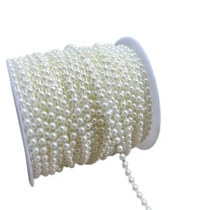 Handmade DIY Chain 4mm Half Face Pearl ABS Pearlescent String Accessory Decoration for Formal Dresses Cheongsam