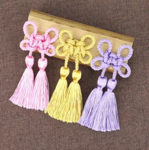 Handmade DIY Polyester Bow with DoubleTassels Multicolor Home Textile Cushion Accessories