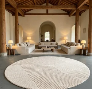 Handmade Floor Carpet Hand Woven Wool Blend Area Rug Custom Design for Apartment Villa Hotel Guest Room