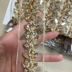 Handmade Glass Rhinestone Lace Heavy Craft Sew-on Dress Collar Decoration Placket DIY Accessories Decorative Shoes Bags