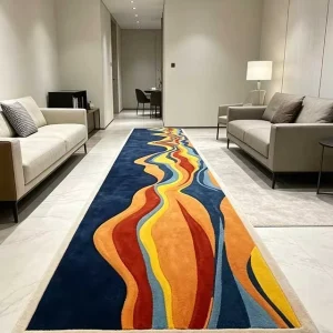 Handmade Modern Abstract Acrylic Area Rug Runner Thick High Pile Carpet Polypropylene Backing Non Slip Rectangle Floor Mat