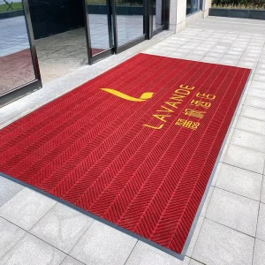 Handmade Modern Luxury Cushioned Reversible Commercial Door Mats Durable Anti-Skid Rubber Backed Nylon Red Washable