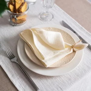 Handmade Modern Style 100% Linen Woven Dyed Square Napkins Eco Friendly Reusable Soft Home Textile Dining Accessories 150g m