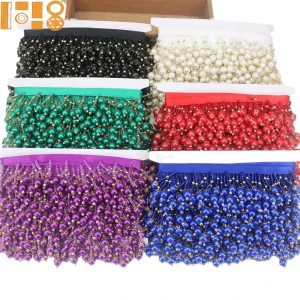 Handmade Multi-Color Acrylic Beads Tassel Beaded Trim DIY Clothing Accessories Collar Edge Waist Ornament Headwear Supply