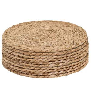 Handmade Natural Straw Round Woven Vintage European Style Table Dish Mat Fabric Place Mats for Home Use