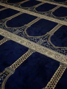 Handmade Navy Blue Wool Rug soft and Thickness Muslim Prayer Rug for Home Use Personal Prayer Mat