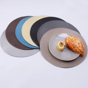 Handmade Nordic Style Round Solid Color Oil Proof Non Slip Heat Insulated PP Placemat for Kitchen Home Use
