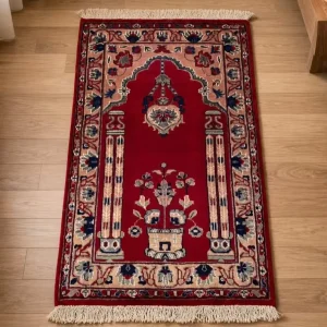 Handmade Prayer Rug Handknotted Prayer Rug Wool Red Handmade Prayer Mat Islamic Mat Muslim Wedding Eid Gift