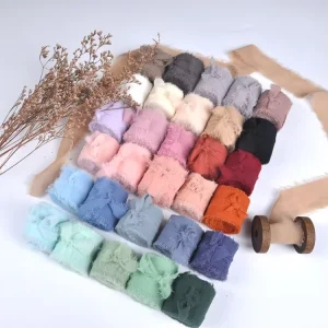 Handmade Rough Edge Chiffon Silk Ribbon Handmade Gift Ribbon Raw Silk Chiffon Ribbon With Frayed Edge