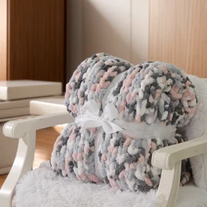 Handmade Thick Super Soft Chenille Chunky Yarn Knit Throw Blanket Big Chunky Blanket