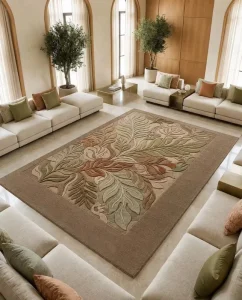 Handmade Tufted Botanical Wool Rug Luxury Floral Area Carpet Modern Home Decor for Living Room Bed Room