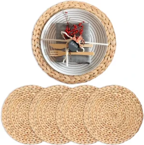 Handmade Water Hyacinth Placemats for Wedding Christmas Table Mat Braided Woven Charger Plates Dinning Table Place Mats Coaster