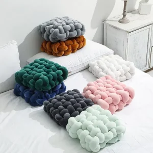 Handmade Weave Knitted Chunky Throw Pillow Super Soft European American Style Anti Pilling Anti static Removable Decor