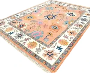 Handmade Wool Silk Rug Modern Geometric Area Rug for Office Lounge with Fade Resistant Finish Easy Care Factory Direct
