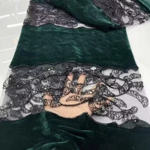 Handmade Woven Eco Friendly Organic Velvet Lace Fabric with Beaded Embroidery for Evening Dresses & Boys