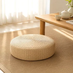 Handwoven Straw Tatami Meditation Cushion Round Floor Seat Pad for Yoga Tea Ceremony Zen Room and Balcony Decor