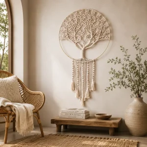Handwoven Wall Hanging Tapestry Life Tree Dreamcatcher Macrame Wall Decor Ornament for Homestay Home Interior Decoration