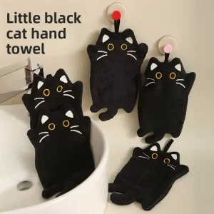 Hanging Little Black Cat Towel Kitchen Heat Insulation Pad Thickened Absorbent Not Easy Shed Hair Cleaning Towel