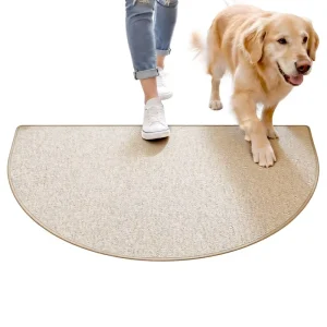 Hapton Modern Half Circle Floor Mat 30”x17” Non Slip Washable Absorbent Low Profile Polyester Soft Office Front Back Door