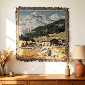 Healing Square Landscape Decorative Tapestry Internet Famous Living Room Wall Art
