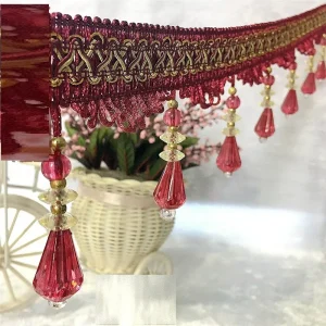 Heart Shaped Beaded Curtain Tassel Fringe Trim Beaded Fringe Trimming
