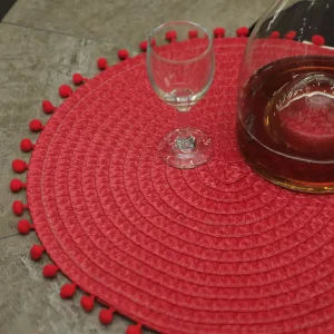 Heat Non Slip Washable Tablemats Woven Outdoor Place Mats Heat Resistant Kitchen Placemats Round Placemats for Dining Table