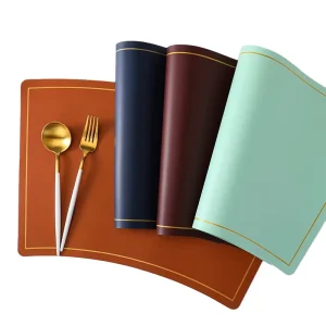 Heat Resistant Eco Friendly Classic Custom Size Leather Place Mats Dining Pad Set Wedding Stocked Custom Color Laserable