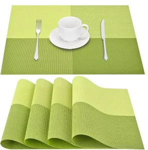 Heat Resistant Green Placemat Non Slip Washable Pvc Table Mats Easy to Clean Premium for Dining Table Decoration Accessories