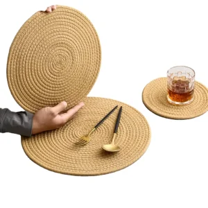 Heat Resistant Non Slip Woven Cotton Eco Friendly Braided Place Mats for Dining Tables Wedding Party Holiday Camping Carton