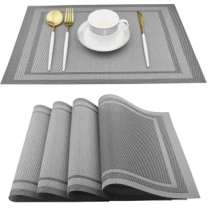 Heat resistant Eco Friendly Non slip Washable Rectangle Woven 100% Polyester Place Mats for Dining Room Kitchen Dining Table