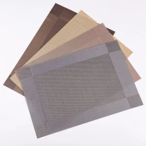 Heat resistant PVC Placemat and coaster Kitchen Accessories Easy to Clean Placemat slip Resistant square Woven Dining Table Mat
