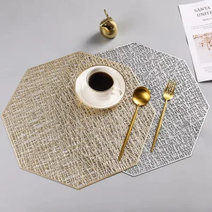 Heat resistant Place Mats Non slip Washable Pvc Rectangle Table Mats Woven Vinyl Placemat