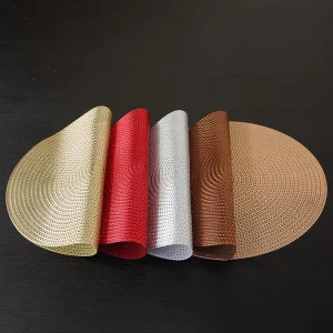Heat resistant Place Mats Non slip Washable Pvc Vinyl Rectangle Table Mats Woven Vinyl Placemat