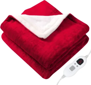 Heated Blanket Electric Throw 50×60″ Heating Blanket Throw Over-heat Protection Flannel Sherpa Heater Blanket Electric