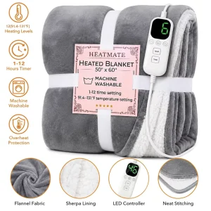 Heated Blanket Electric with Adjustable Temperature Controller Winter Throw Blanket
