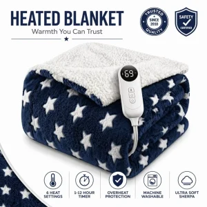 Heated Blanket Jacquard Checkered Sherpa 50×60 Inch Fast Heating 9 Heating Levels Washable Factory