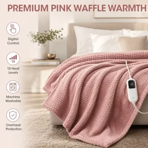 Heated Blanket Navy Blue Flannel 200x150cm Digital Control Safe Warm Factory