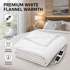 Heated Blanket Navy Blue Flannel Sherpa 50×60 Inch Digital Control Safe Warm Factory