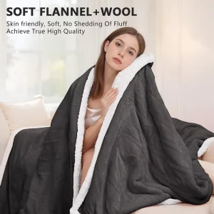 Heated Blanket Portable Electric Throw Blanket Soft Fleece+Wool Outdoor Camping Travel Warm Blanket Supply