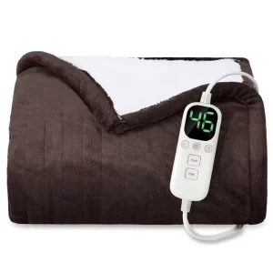 Heated Electric Blanket Throw for Winter Machine Washable Fast Heating 12 Heat Settings Auto Shut Off Soft for Home Office Use