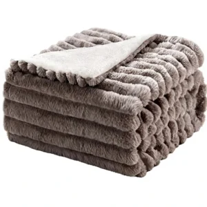 Heated Electric Throw Blanket Reversible 188x130cm Ultra-Soft Rabbit Fur Texture Flannel 3-Minute Fast Heating 8 Heat Settings