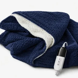 Heated Electric Throw Blanket Soft Jacquard Fleece Sherpa 50×60 9 Heat Levels 1-10 Hours Timer Washable Temperature