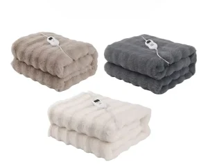 Heated Quilted Faux Rabbit Fur Blanket Soft Warm Winter Portable Controller Carbon Fiber Rabbit Hair Electric Blanket
