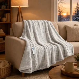 Heated Throw Blanket 50×60 Inch Waffle Weave 12 Heat Fast Heating Overheat Protection Factory