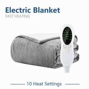 Heating Throw 4 Hours Auto 10 Heat Levels Overheat Protection Soft Flannel Sherpa Natural Electric Blanket Remote Household