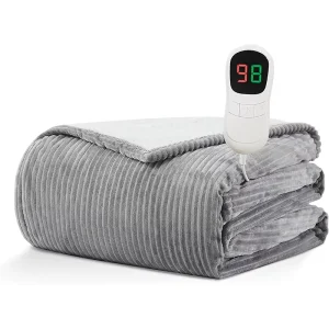 Heating Throw 4 Hours Auto off 5 Heat Level Overheat Protection Soft Flannel Sherpa Electric Blankets for Winter